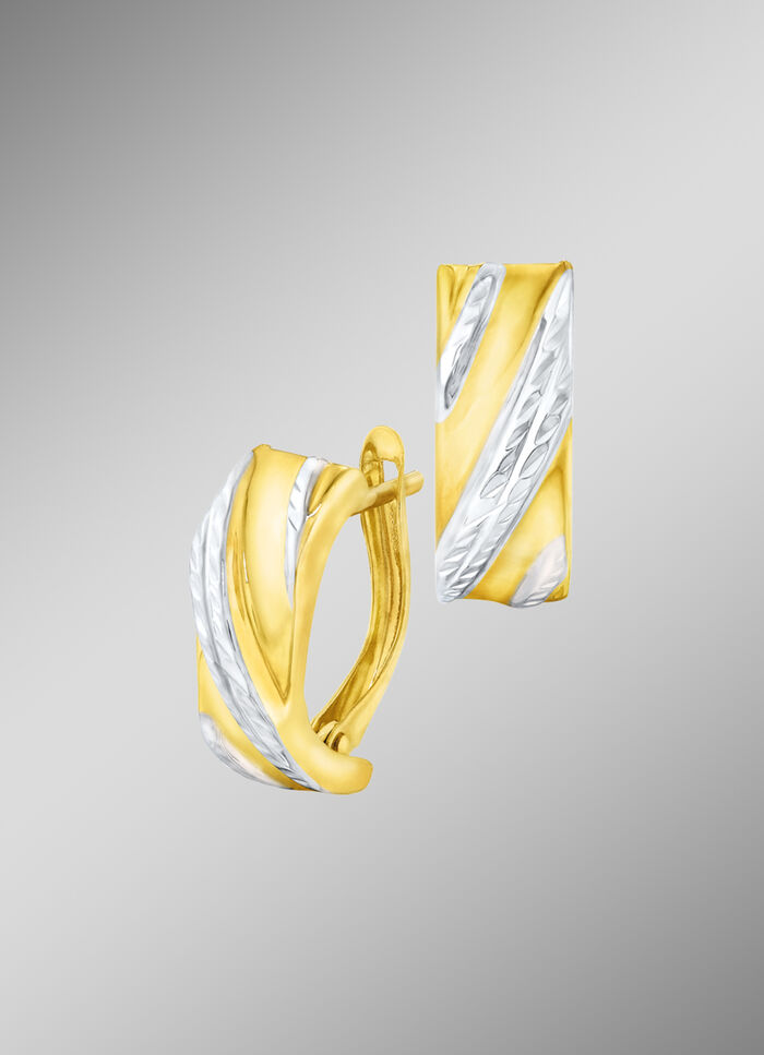 Klappcreolen in Bicolor, teilweise diamantiert