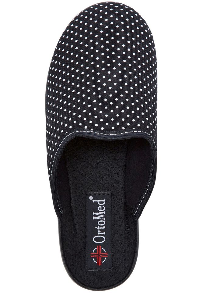 Zweierpack Pantoffeln aus gepunktetem Textilmaterial 1x BORDEAUX 1x SCHWARZ