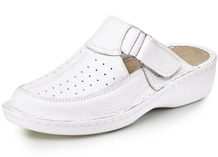 ELENA EDEN Clog aus genarbtem Rind-Nappaleder WEISS