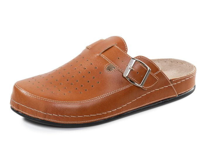 Pantolette aus Nappaleder mit luftiger Perforation COGNAC