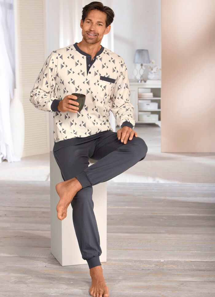 Zweierpack Schlafanz&uuml;ge mit Knopfleiste und B&uuml;ndchenabschl&uuml;ssen 