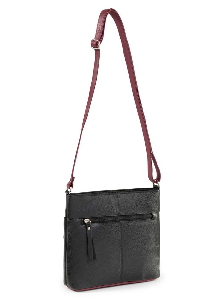 Laurina, Tasche, Damen, mit verstellbarem Umh&auml;ngeriemen SCHWARZ-BORDEAUX