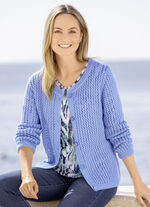 Strickjacke in Netzstrick HELLBLAU