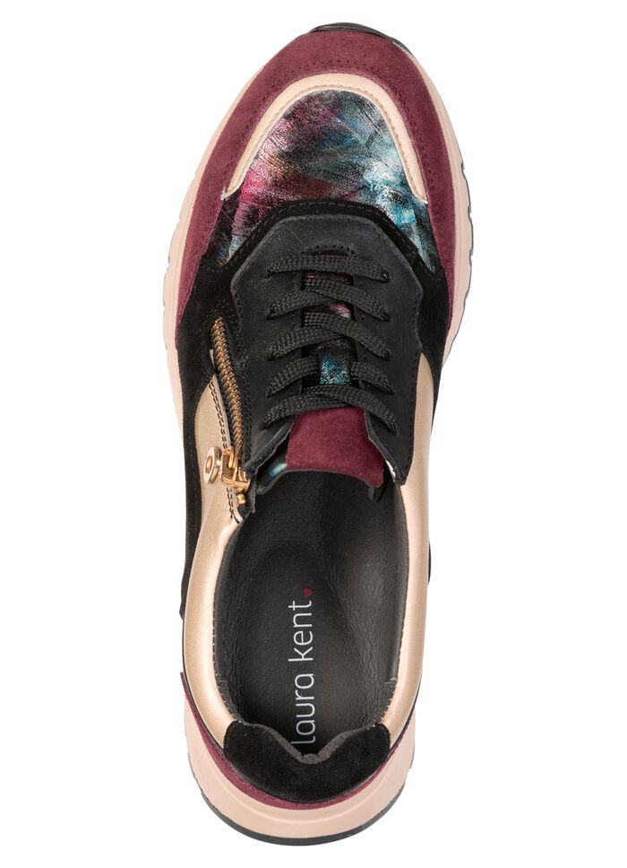 laurakent, stylische Damen-Sneaker, Weite G, mit herausnehmbarem Fu&szlig;bett SCHWARZ-BORDEAUX-GOLD