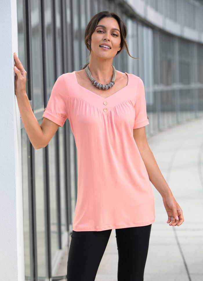 Tunika mit V-Ausschnitt in 2 Farben 