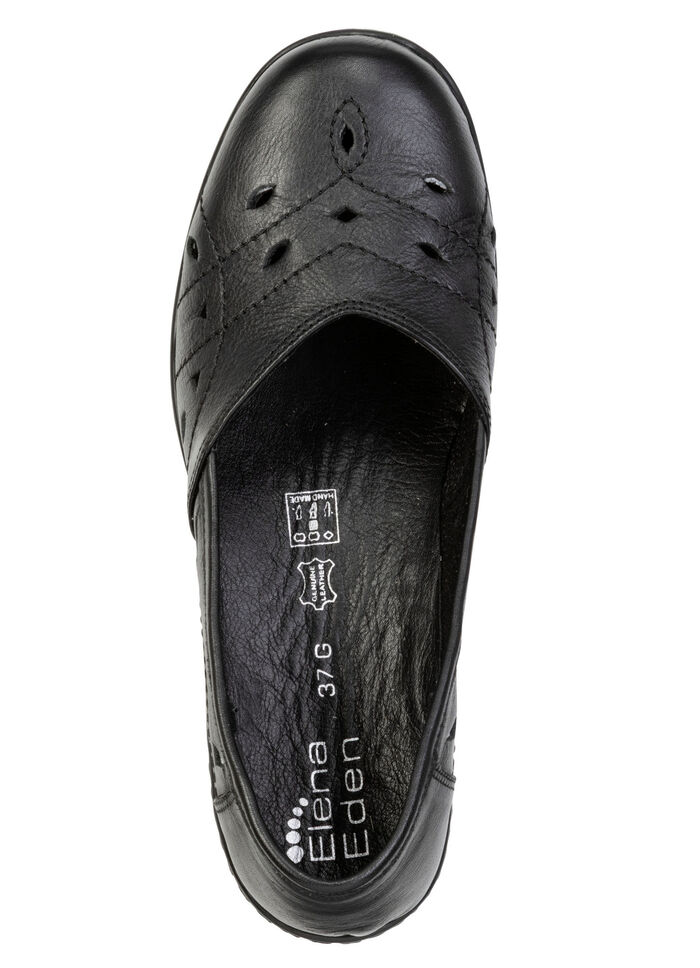 ELENA EDEN, bequeme Damen-Slipper, Weite H, mit herausnehmbarem Fu&szlig;bett SCHWARZ