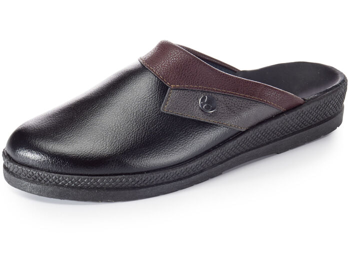 Pantolette mit anatomisch geformten Tieffußbett SCHWARZ-BORDEAUX-GRAU