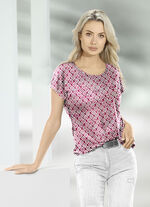 Shirt mit farbbrillantem Inkjet-Druck in 2 Farben FUCHSIA-WEISS