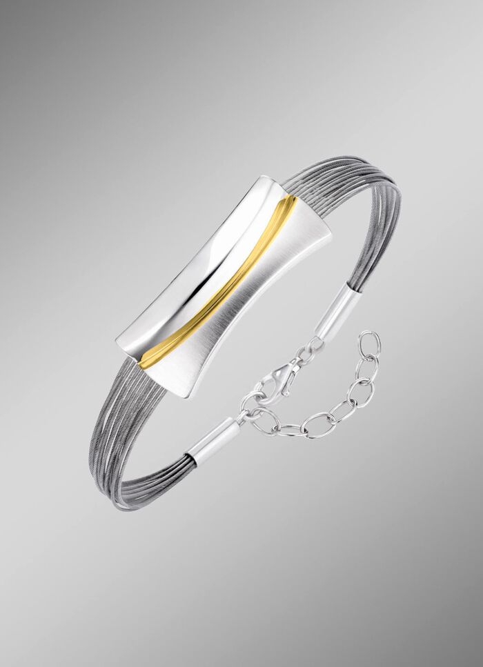 Moderne Garnitur in Bicolor aus Silber 925/- fein und Stahl 