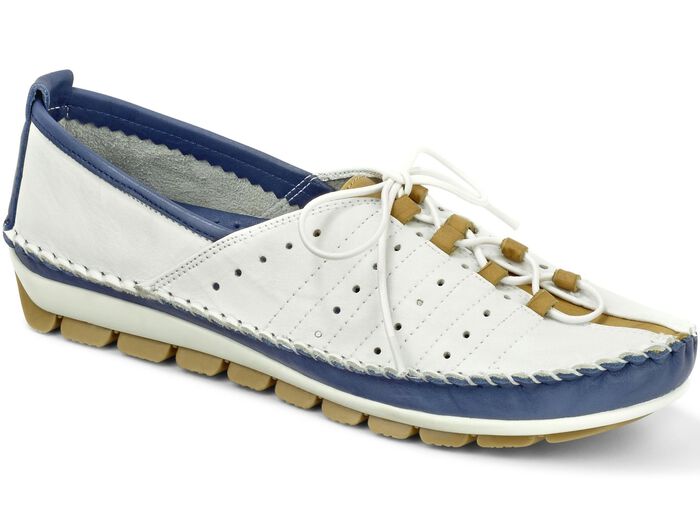Gemini Mokassin-Slipper aus angenehmem Leder WEISS-BLAU-MAIS