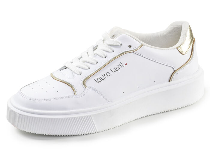 LAURA KENT, trendige Damen-Sneaker, Weite H, mit herausnehmbarem Fußbett WEISS