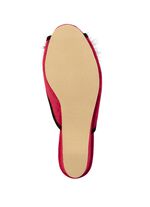 ELENA EDEN, schicke Damen-Pantoletten, Weite G, mit Kunstfellpompon ROT