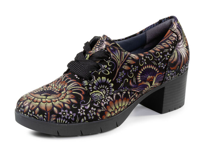 Waldläufer, bequemer Damen-Trotteur, Weite H, mit herausnehmbarem Fußbett SCHWARZ-BUNT