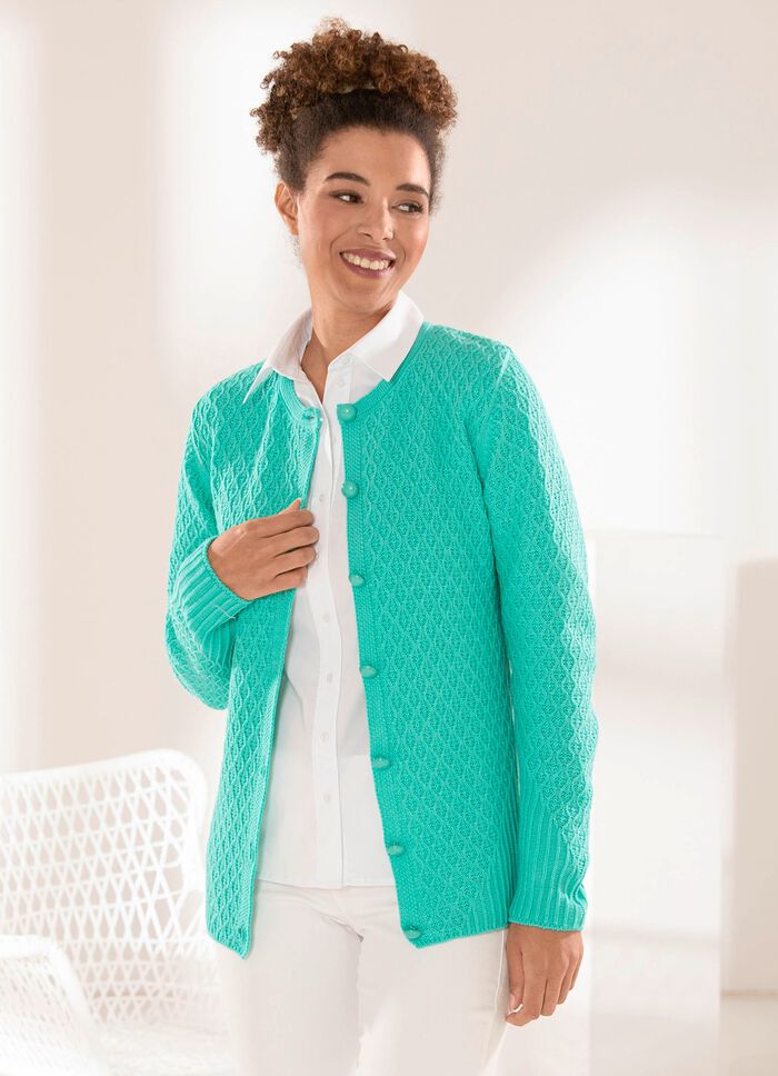 Strickjacke mit Strukturmuster JADEGR&Uuml;N