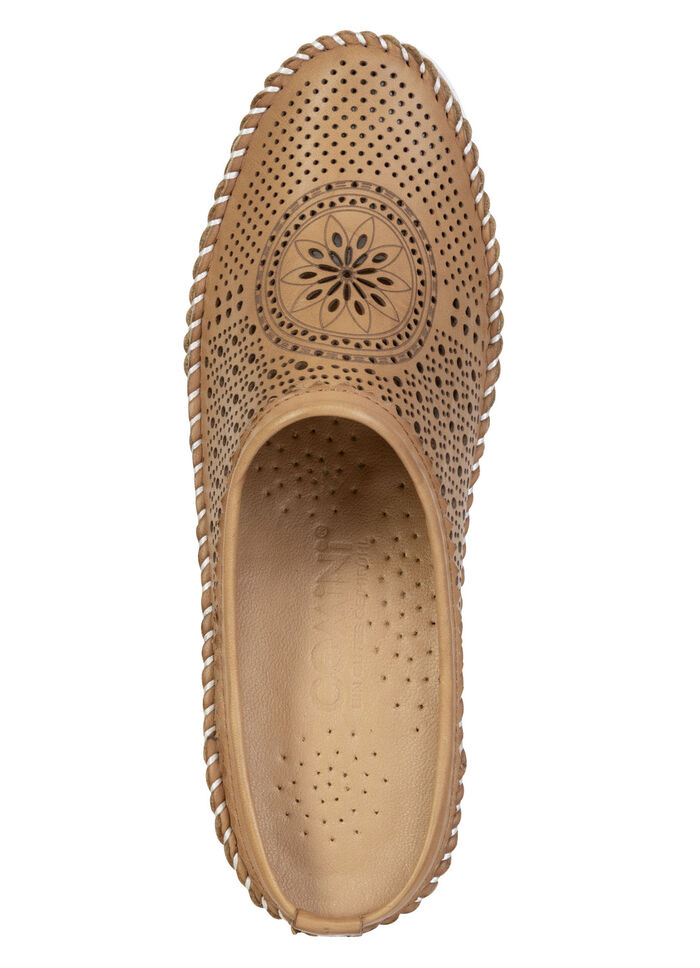 Gemini, sommerlicher Damen-Sabot, Weite G, mit herausnehmbarem Fußbett COGNAC