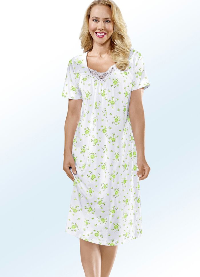 Zweierpack Nachthemden mit Rundhals und Alloverdessin 