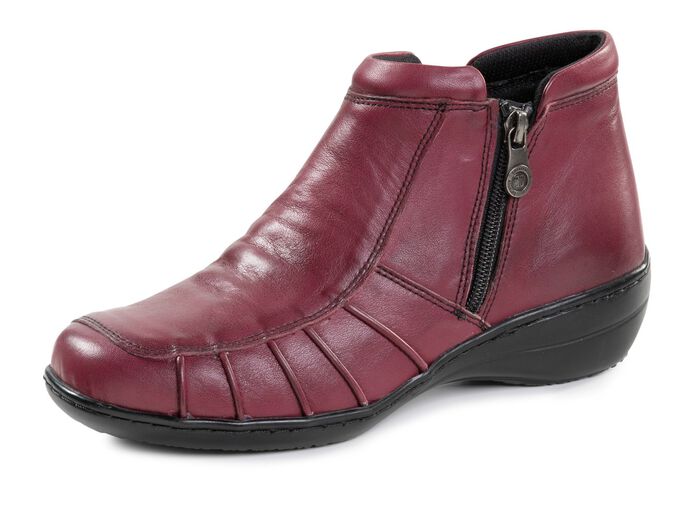 ELENA EDEN, bequeme Damen-Boots, Weite H, mit herausnehmbarem Fu&szlig;bett BURGUND