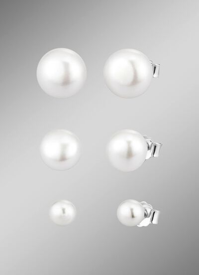 Tolles Ohrstecker-Set mit S&uuml;&szlig;wasser-Zuchtperlen, 3 Paar 