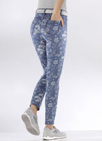 Jeans mit floraler Dessinierung JEANSBLAU-BLAU