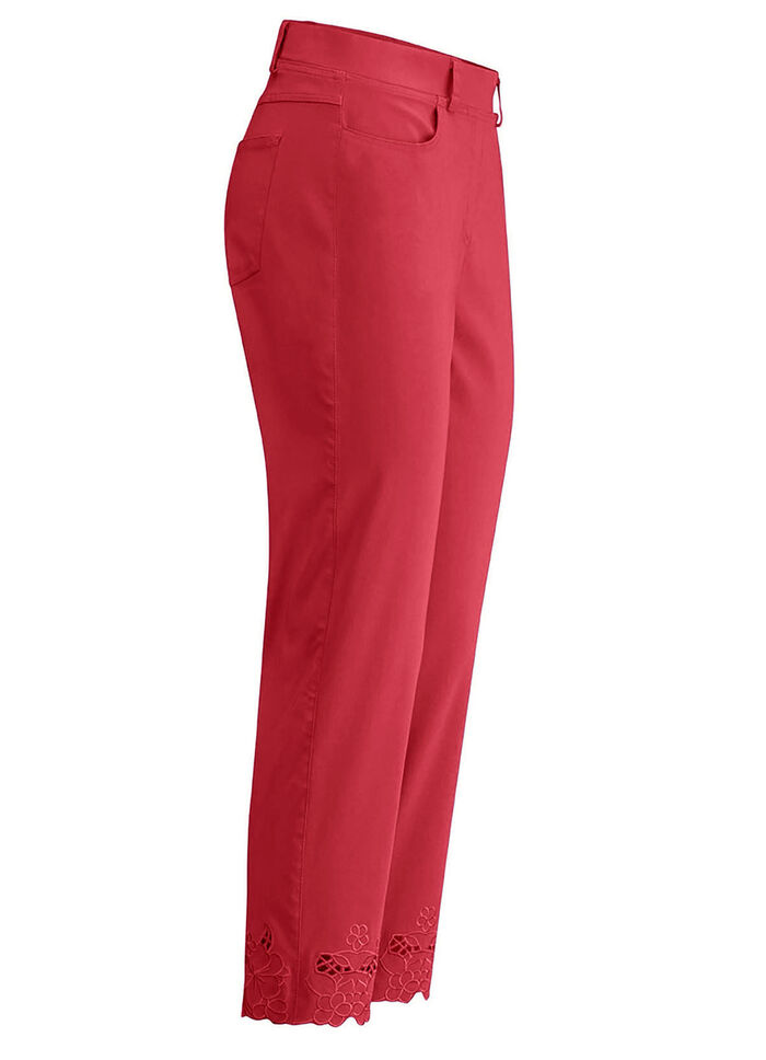 Hose mit floralen Lochstickereien ROT