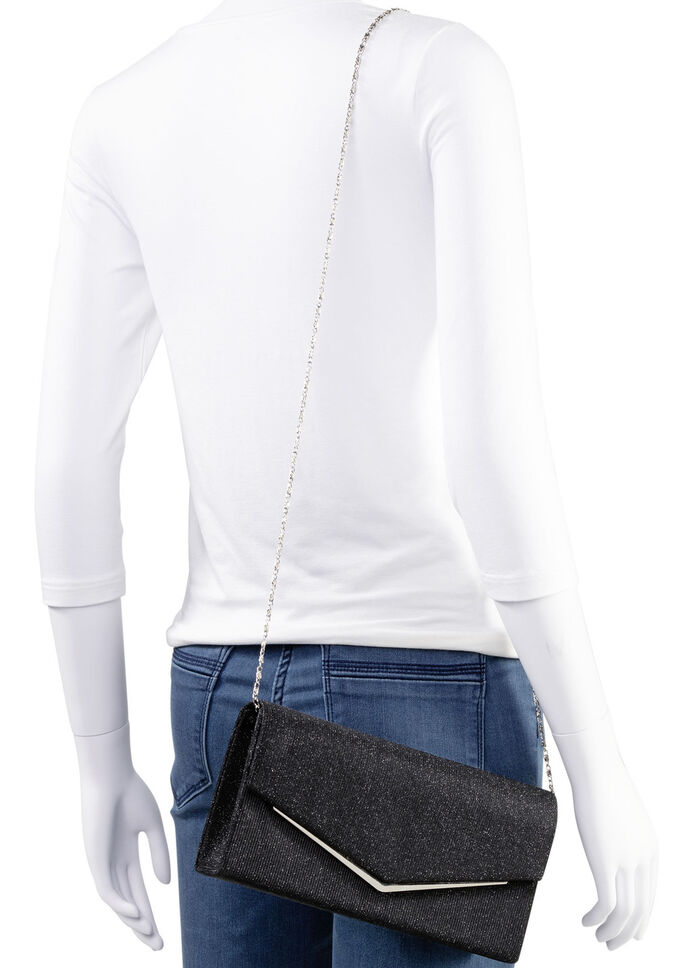 Abendtasche mit abnehmbarer Kette SCHWARZ