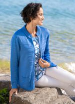 Strickjacke mit Strukturstreifen AZURBLAU