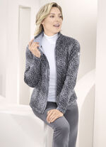 Fleecejacke in Strickoptik SCHWARZ-GRAU