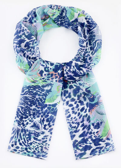 Schal mit Fantasie- und Raubtierfell-Dessin 