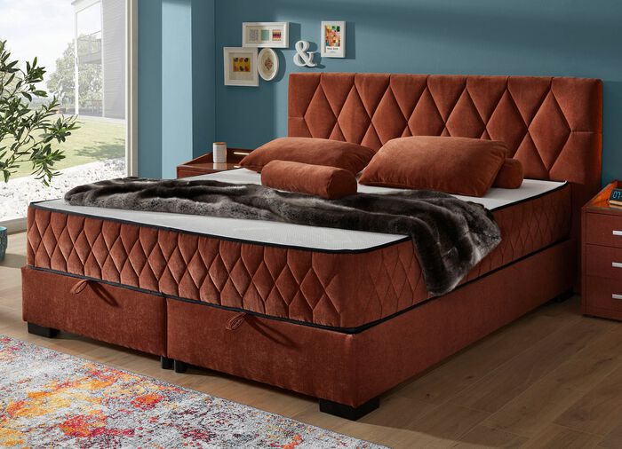 Boxspringbett mit Wendematratze und Bettkasten 