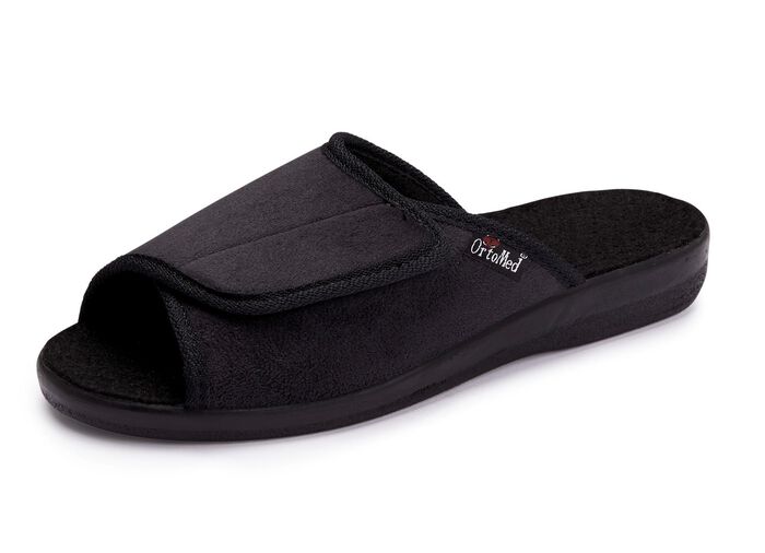 Pantoffel aus Veloursmaterial SCHWARZ