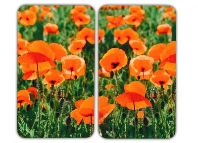 Herdabdeckplatten mit Mohnfeld-Motiv, 2er-Set 