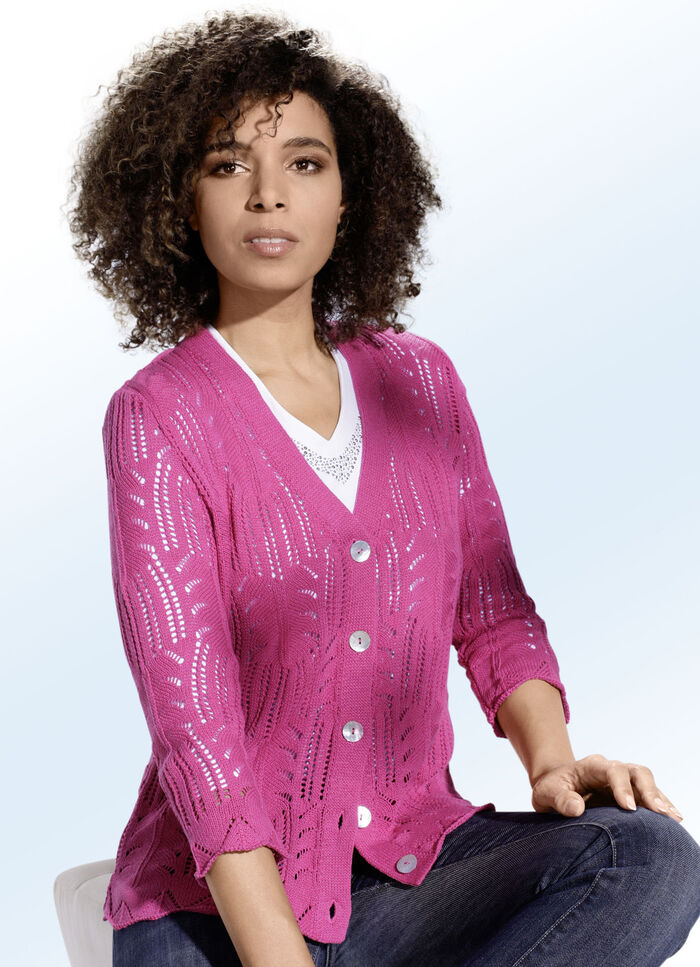 Strickjacke mit nachhaltig recycelter Baumwolle PINK