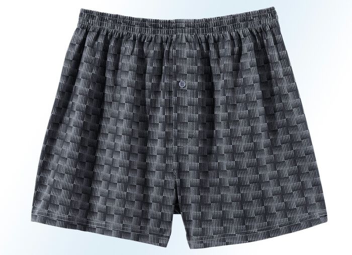 Viererpack Boxershorts mit kn&ouml;pfbarem Eingriff, bunt dessiniert 
