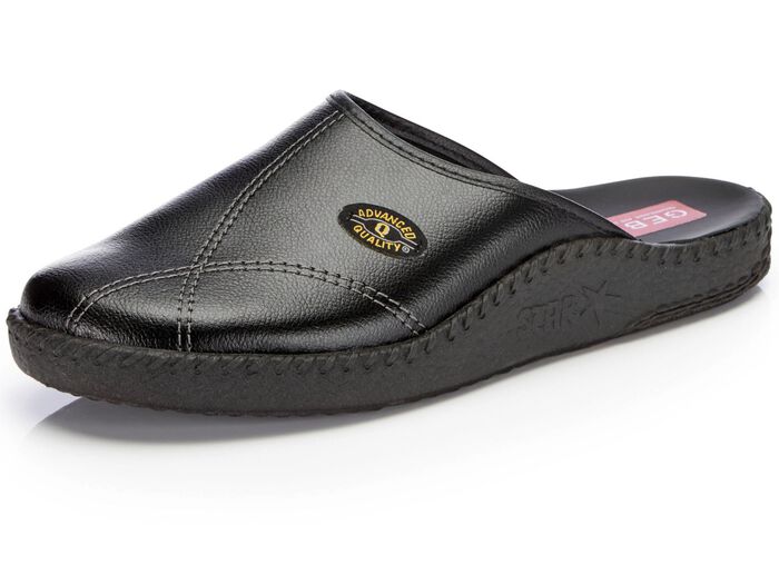 Klassische Herren-Pantoletten, mit anatomisch geformtem Fu&szlig;bett SCHWARZ