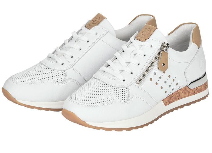 Remonte Sneaker mit unterlegter Zierlochung WEISS-SAND