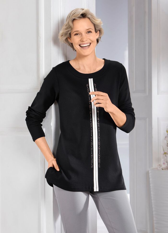 Sweatshirt mit kontrastfarbenem Zierband 