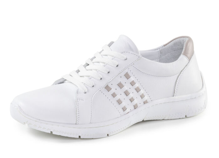 Andrea Conti Schn&uuml;rschuh aus Nappaleder mit Kontrastdurchz&uuml;gen WEISS