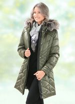 Longjacke mit abnehmbarem Kunstpelz-Besatz 