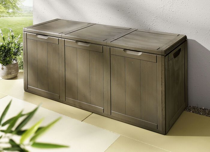 Spritzwasserbeständige Aufbewahrungsboxen in Holzoptik BRAUN