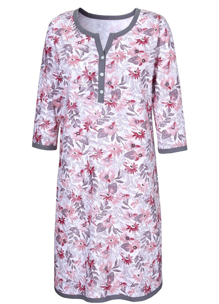 Nachthemd mit Knopfleiste und 3/4-lange &Auml;rmel 