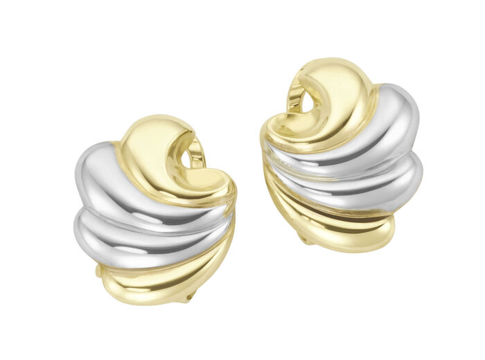 Geschwungene Ohrclips in Bicolor