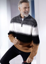 Troyer mit kurzem Rei&szlig;verschluss WEISS-SCHWARZ-CAMEL