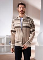 Jacke mit durchgehendem Rei&szlig;verschluss BEIGE-BRAUN MELIERT