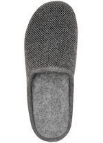 Pantoffel aus dezent gemustertem Textilmaterial GRAU