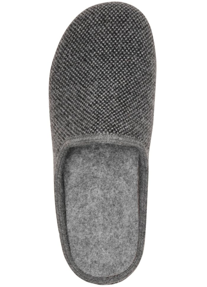 Pantoffel aus dezent gemustertem Textilmaterial GRAU