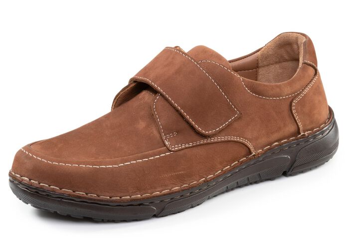 GINO GALANTE, klassiche Herren-Slipper, mit Klettverschluss COGNAC