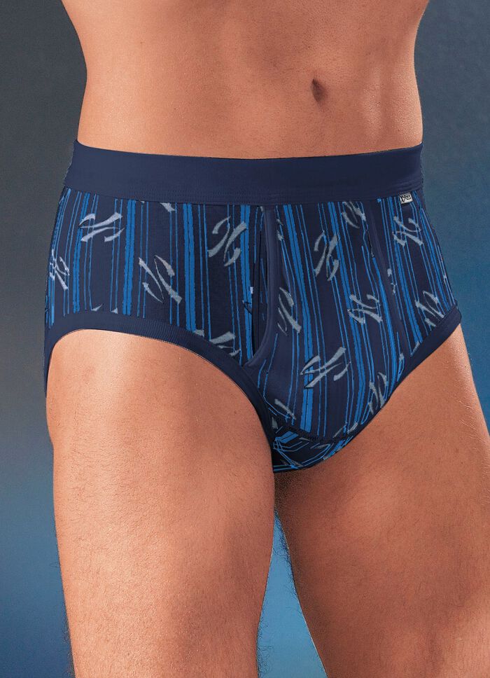 Viererpack Slips aus Feinripp mit Eingriff, bunt dessiniert 