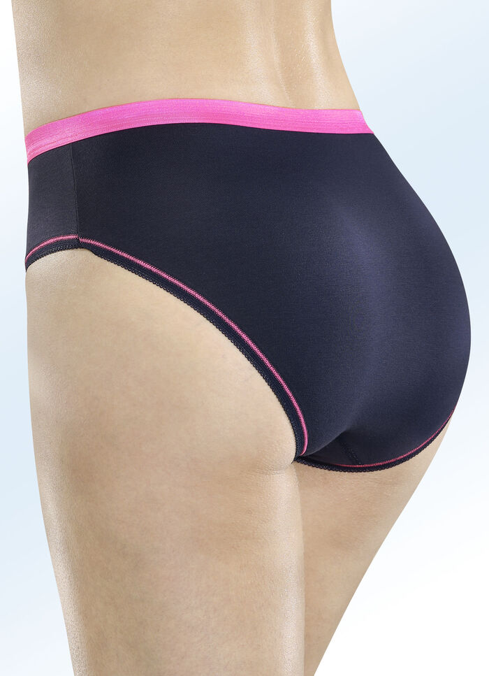 Fünferpack Slips mit pinkfarbenem Elastikbund 