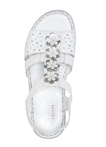 ELENA EDEN, sommerliche Damen-Sandalen, Weite G, aus Leder WEISS-SILBER
