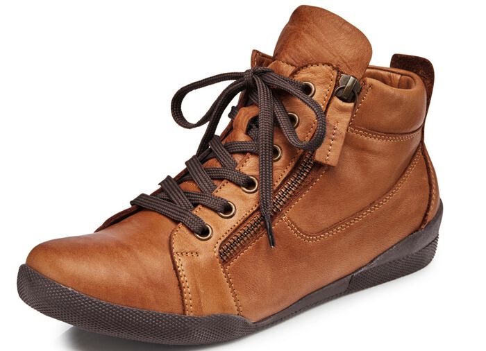 Andrea Conti, sportive Damen-Boots, mit herausnehmbarem Fu&szlig;bett COGNAC